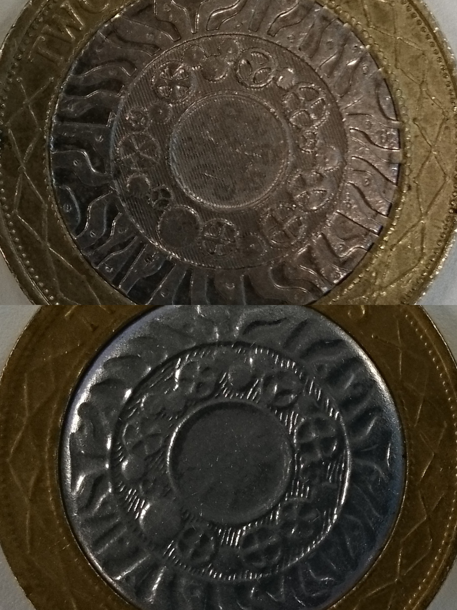 Reverse of real and fake coins