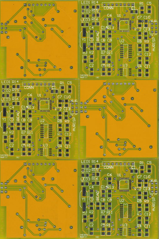 Six boards, checkerboard up/down